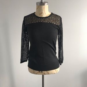 Black sweater with polka dot/sheer top